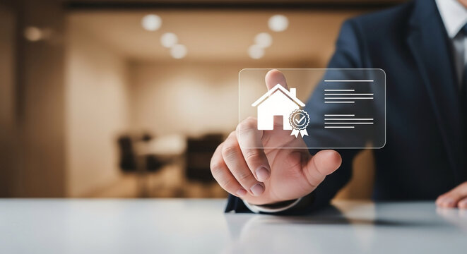 Digital interface for secure property management, highlighting trusted real estate acquisition and certified home ownership solutions