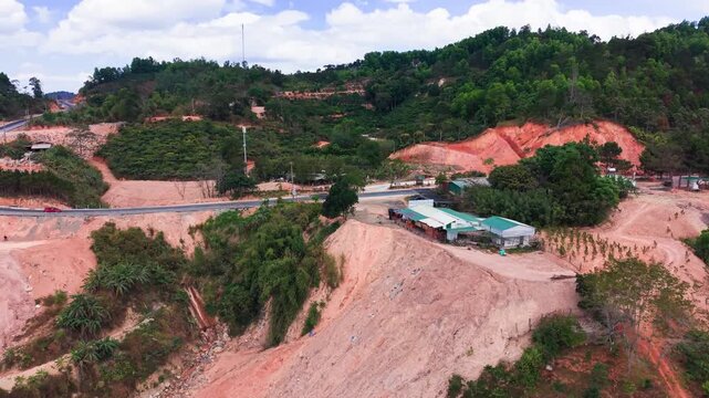 Views from Dai Ninh Pass along Quoc Lo 28B highway connecting Binh Thuan and Lam Dong provinces in Vietnam.
