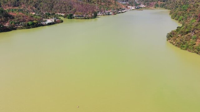 View of the water surface on Dai Ninh Pass along Quoc Lo 28B Highway between Binh Thuan and Lam Dong provinces.