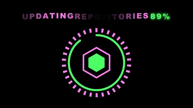 Digital loading circle updates repositories 100 percent complete