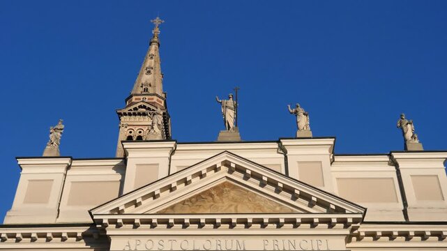 Facade cathedral of Saints Peter and Mark is the cathedral of Alexandria in Piazza Giovanni XXIII, Piedmont, Italy