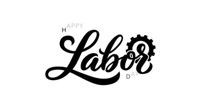 Labor Day text animation. Isolated in white background. 4K resolution.