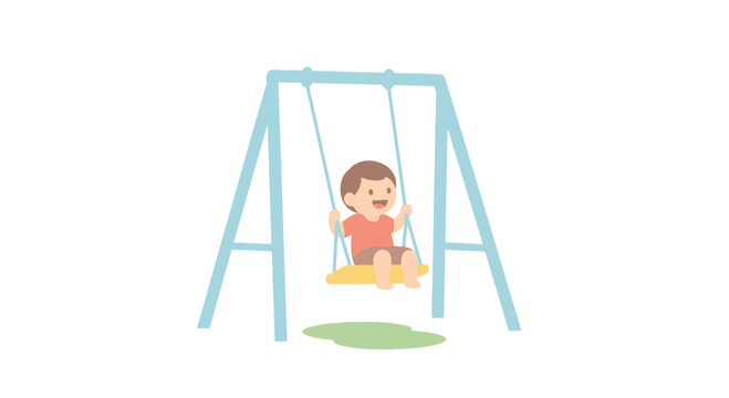 Little boy playing on swing set.