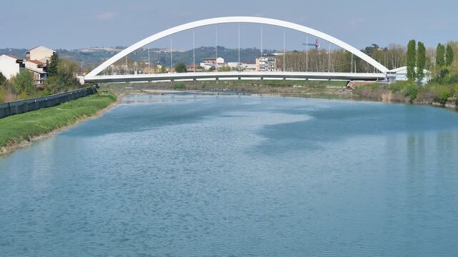 Richard Meir bridge in Alessandria on Tanaro river, Piedmont, Italy 