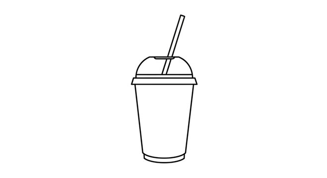 Cold drink cup with straw inside.
