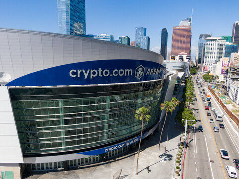 Crypto.com Arena Exterior and Figueroa Street in Downtown Los Angeles