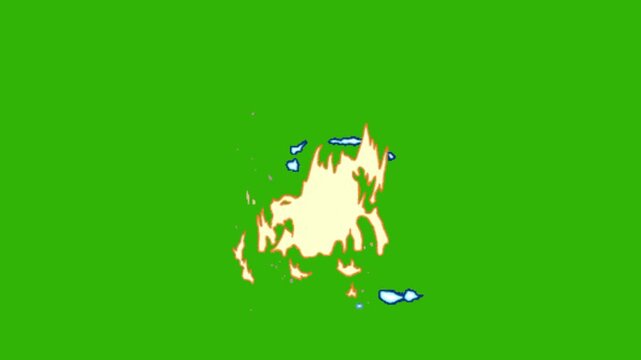 Fire vector illustration of an green background