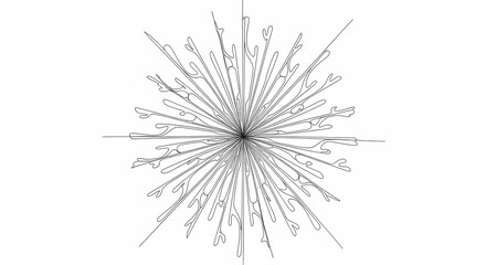 Fototapeta premium Abstract radial starburst pattern created with thin, delicate lines, evoking a sense of energy and expansion against a clean white background.