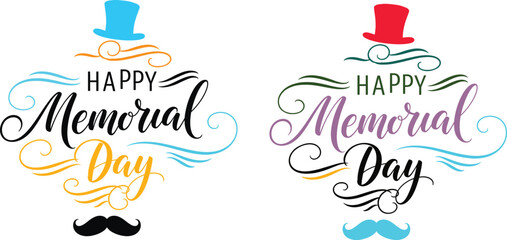 Labor day celebration festive typography with hats and mustaches for a happy holiday © MSTNASIMA