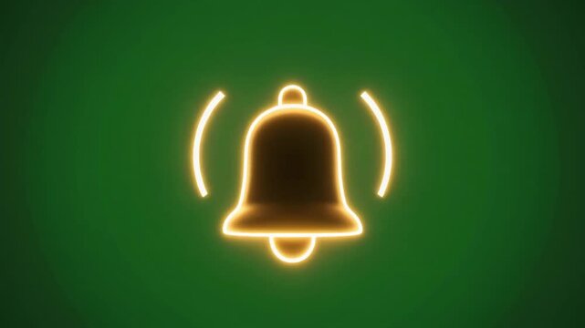 Neon Bell Notification Icon Signal.