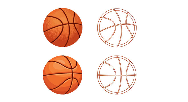 Pair of Basketball Icons: Orange Filled and White Outlined Circles.