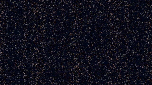 Abstract footage of warm golden glowing particles scattered across a deep dark background, creating a shimmering bokeh texture for festive, luxury, or tech visuals