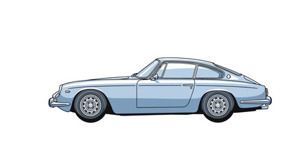 Fototapeta premium Vintage Blue Car Side View.