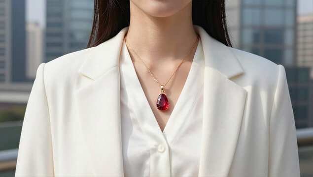 Contemporary Urban Styling with Rough Ruby Pendant
