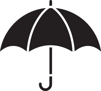Black umbrella icon, vector rain shelter symbol, modern minimalist design, weather protection logo