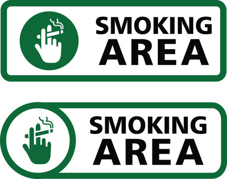 moking area sign icon set featuring designated smoking zone labels
