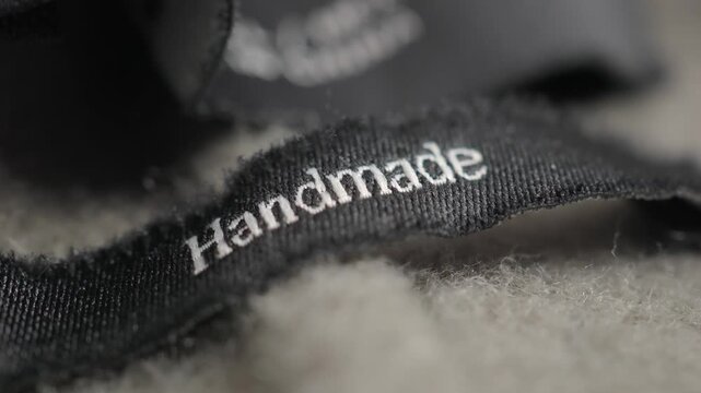 Handmade label close-up showing quality textile craft