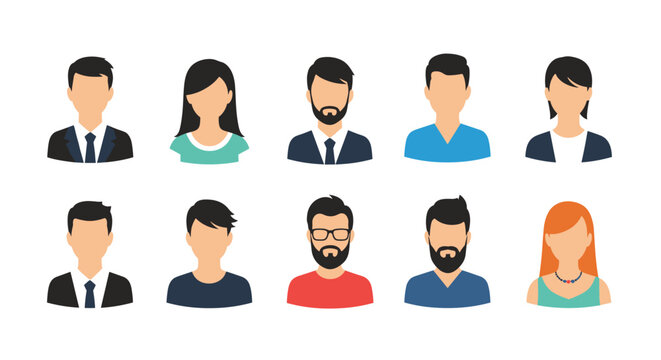 Collection of diverse human avatar icons representing various ethnicities, hairstyles, and professional styles for social media or user profile identification.