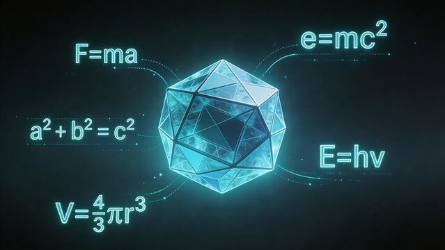 Geometric shape with scientific equations