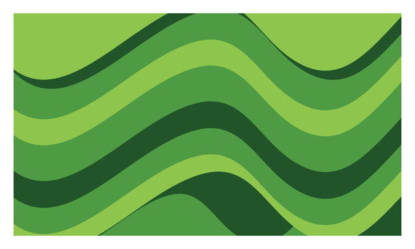 Abstract Green Wave Background Vector &ndash; Green Gradient Curves, Modern Layered Design, Organic Flow Minimal Backdrop On White Backround.