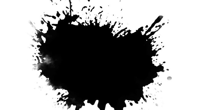 ink splatter compositing. ink splatter. ink brush stroke, fluid art background, black ink watercolor effect on wet white canvas, ink drop effect, 
Black ink spills onto white paper, 