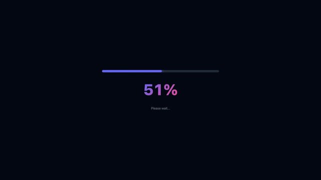 Gradient Flow Loading Progress Bar Animation Modern UI Neon Glow Interface Dark Background