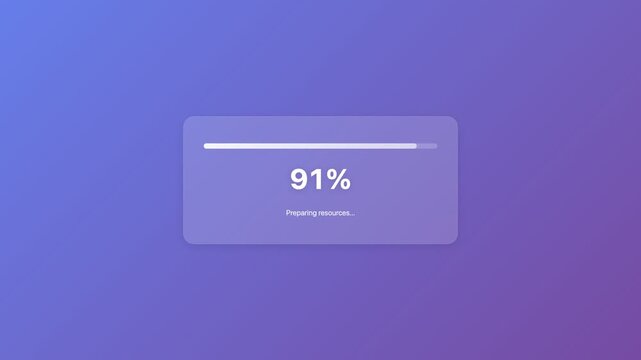 Glassmorphism Loading Screen Progress Bar Animation UI Futuristic Gradient Background