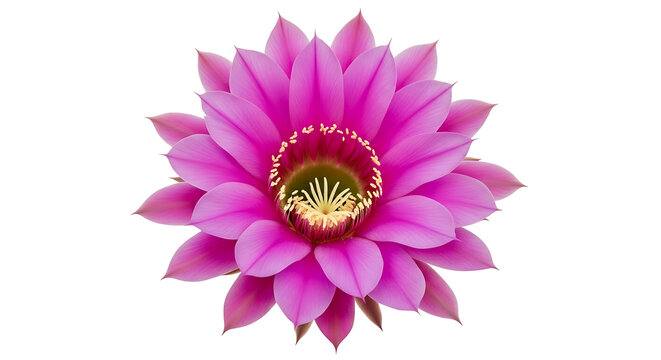 Vibrant Pink Echinopsis Cactus Flower Isolated on Black Background