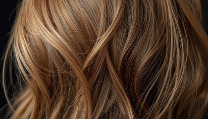 Naklejka premium Soft wavy brown hair strands with natural highlights and slightly messy texture