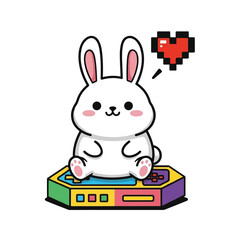 Cute cartoon white bunny rabbit character. © Frame