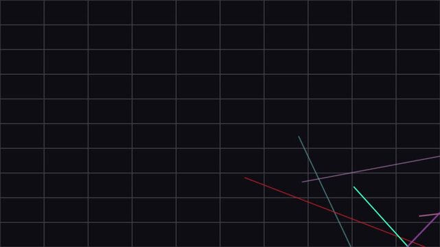 Red diagonal line crossing blue grid background, motion