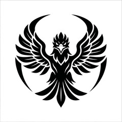 Naklejka premium Garuda Symbol Logo Vector Illustration, Mythical Eagle Bird Icon for Branding, Indonesian Culture Emblem Design, Majestic Golden Bird Graphic, Abstract Winged Creature Identity Mascot Corporate 