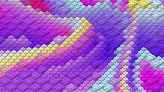 Abstract 3D Colorful Building Blocks Wave Background with Vibrant Isometric Geometric Pattern
