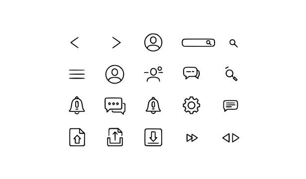 Interface thin line icon vector set with UI symbols for website mobile app and dashboard design
Keywords:
