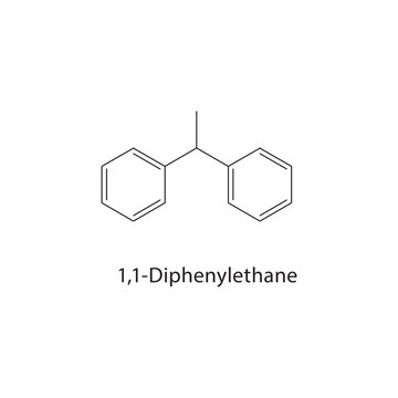 1,1-Diphenylethane skeletal structure. alkane compound schematic illustration. Simple diagram, chemical formula.