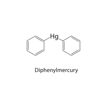 Diphenylmercury skeletal structure. organometallic compound schematic illustration. Simple diagram, chemical formula.