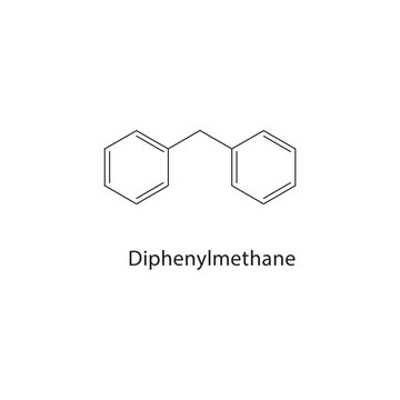 Diphenylmethane skeletal structure. alkane compound schematic illustration. Simple diagram, chemical formula.
