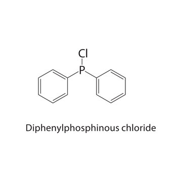 Diphenylphosphinous chloride skeletal structure. phosphine compound schematic illustration. Simple diagram, chemical formula.