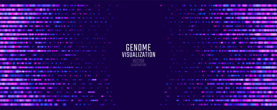 Genomic data visualization. Abstract DNA sequencing and genome mapping graphics. Scientific concept for medical research, biotechnology, and genetic testing. Vector illustration.