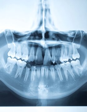 Panoramic Dental X Ray of Human Jaw and Teeth for Medical Diagnosis.
