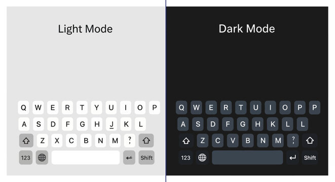 Light Mode Versus Dark Mode Keyboard Interface Comparison on Digital Devices