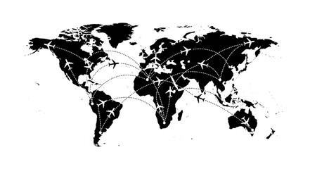 Global Air Travel Network - A Visual Representation of Flight Routes. © fusa