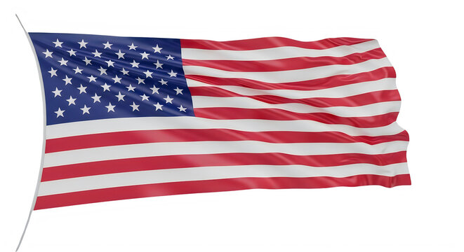 American flag waving isolated on transparent background with red and white stripes isolated and transparent background