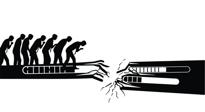 evolution of human to robot breaking free from chain