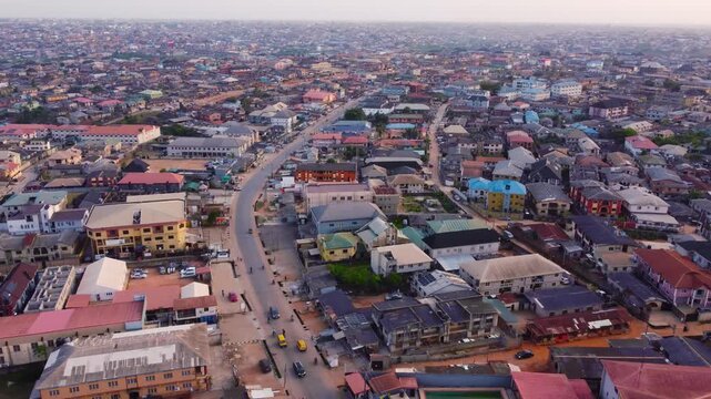 12 April 2026, Ogun State, Nigeria: Urban aerial view of Akute area in Ogun state Nigeria, showing rapid development and modern housing.