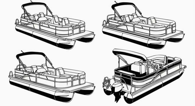  Pontoon Boat Variations Silhouette