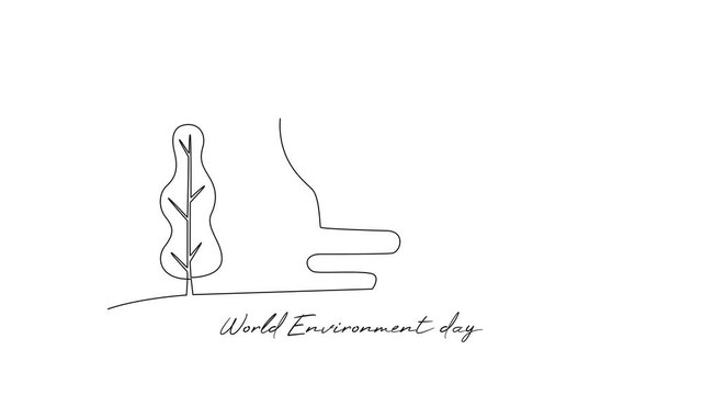 Light Bulb With Leaf Eco Idea. World Environment day Concept. Single line draw design Video 4k. Footage graphic illustration