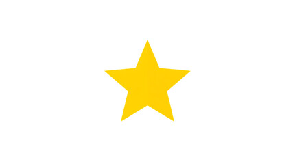 Obraz premium Vibrant yellow five-pointed star icon with clean sharp edges and symmetrical geometry isolated on a minimalist white background, perfect for rating, ranking, awards, and digital interfaces.