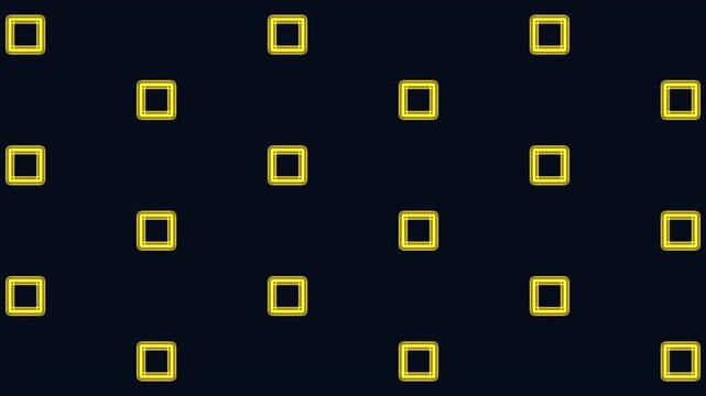 Abstract footage of repeating glowing blue neon diamond shapes on a dark background, seamless geometric pattern for technology, digital interface, and motion design