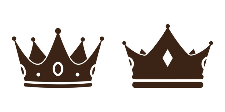 Brown crown icons on isolated white background